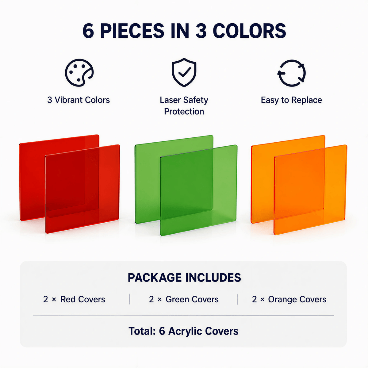 Hanboost 6pc Swappable Acrylic Cover Sheet for T1 Laser Engraver