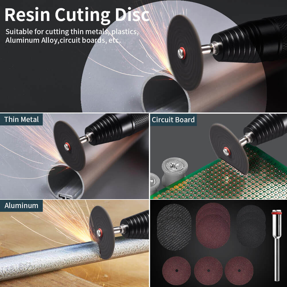 Hanboot 25pc Cutting Disc Set for Wood Glass Plastic Stone Metal for Rotary Tool