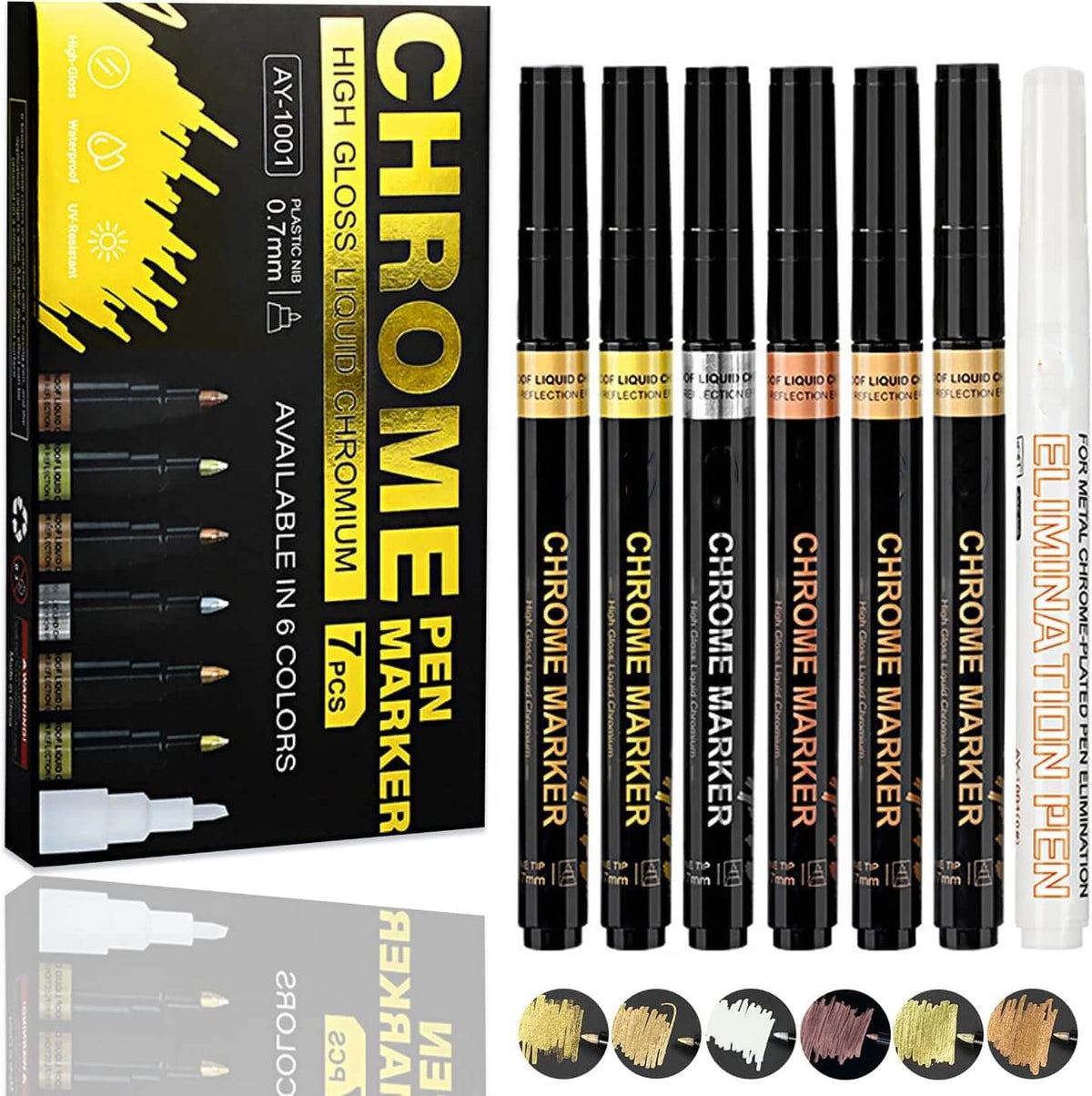Hanboost 6 Color Liquid Chrome Marker for Model Painting