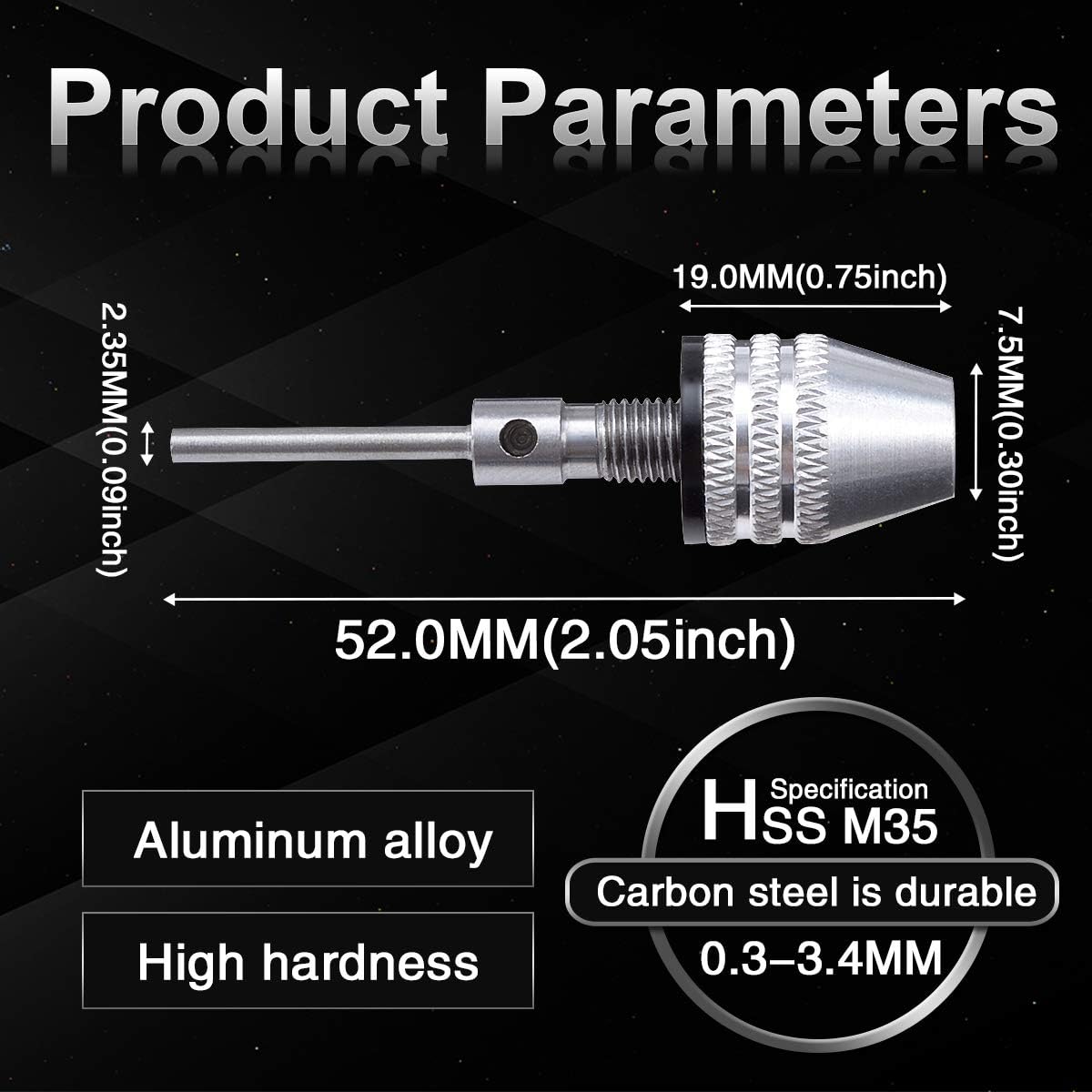 Hanboost 2.35mm Drill Chuck Quick Change Adapter for Rotary Tool