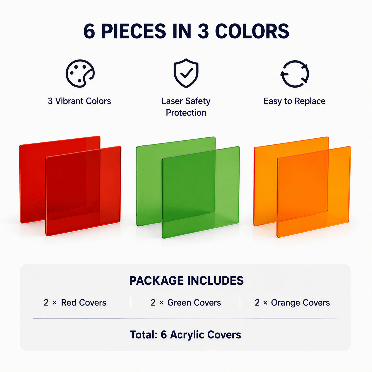 Hanboost 6pc Swappable Acrylic Cover Sheet for T1 Laser Engraver