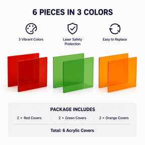 Hanboost 6pc Swappable Acrylic Cover Sheet for T1 Laser Engraver