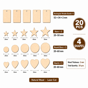 Hanboost Wooden Engraving Starter Pack 20PCS for Laser Engraving & DIY Crafts