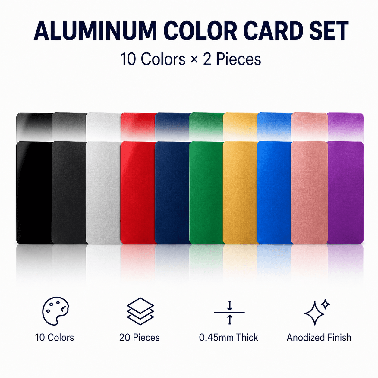 Hanboost 20pc Anodized Aluminum Color Card Set for Laser Marking & Material Testing