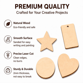 Hanboost Wooden Engraving Starter Pack 20PCS for Laser Engraving & DIY Crafts