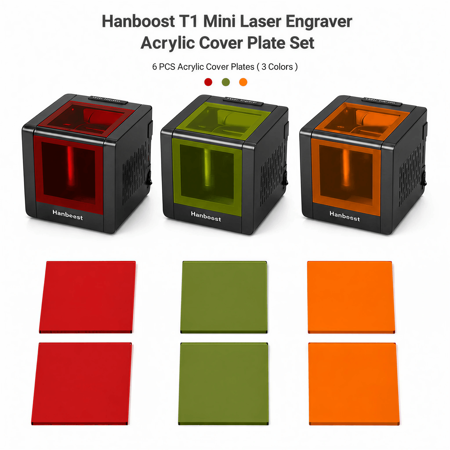 Hanboost 6pc Swappable Acrylic Cover Sheet for T1 Laser Engraver