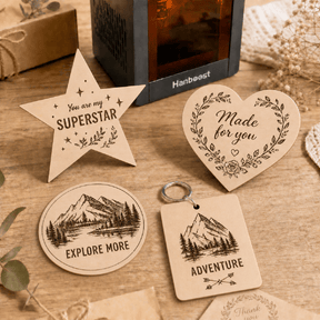 Hanboost Wooden Engraving Starter Pack 20PCS for Laser Engraving & DIY Crafts