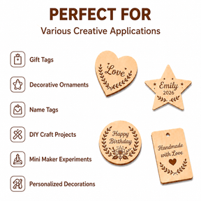 Hanboost Wooden Engraving Starter Pack 20PCS for Laser Engraving & DIY Crafts