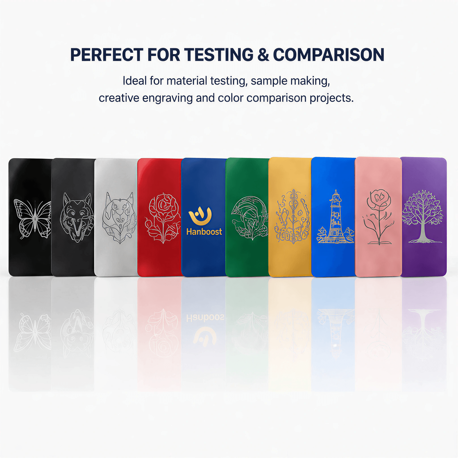 Hanboost 20pc Anodized Aluminum Color Card Set for Laser Marking & Material Testing