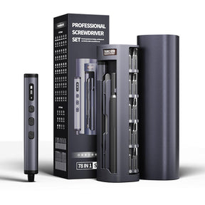 Hanboost 78 in 1 Precision Electric Screwdriver Set with Rotating Book Spine Storage Box Design for Reparing Laptop, Phone, Camera, Watch, and Drone