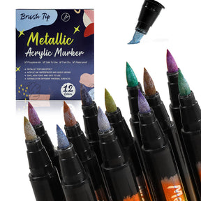 12 Colours Metallic Pens Acrylic Paint Markers for Model Builder & DIY Project