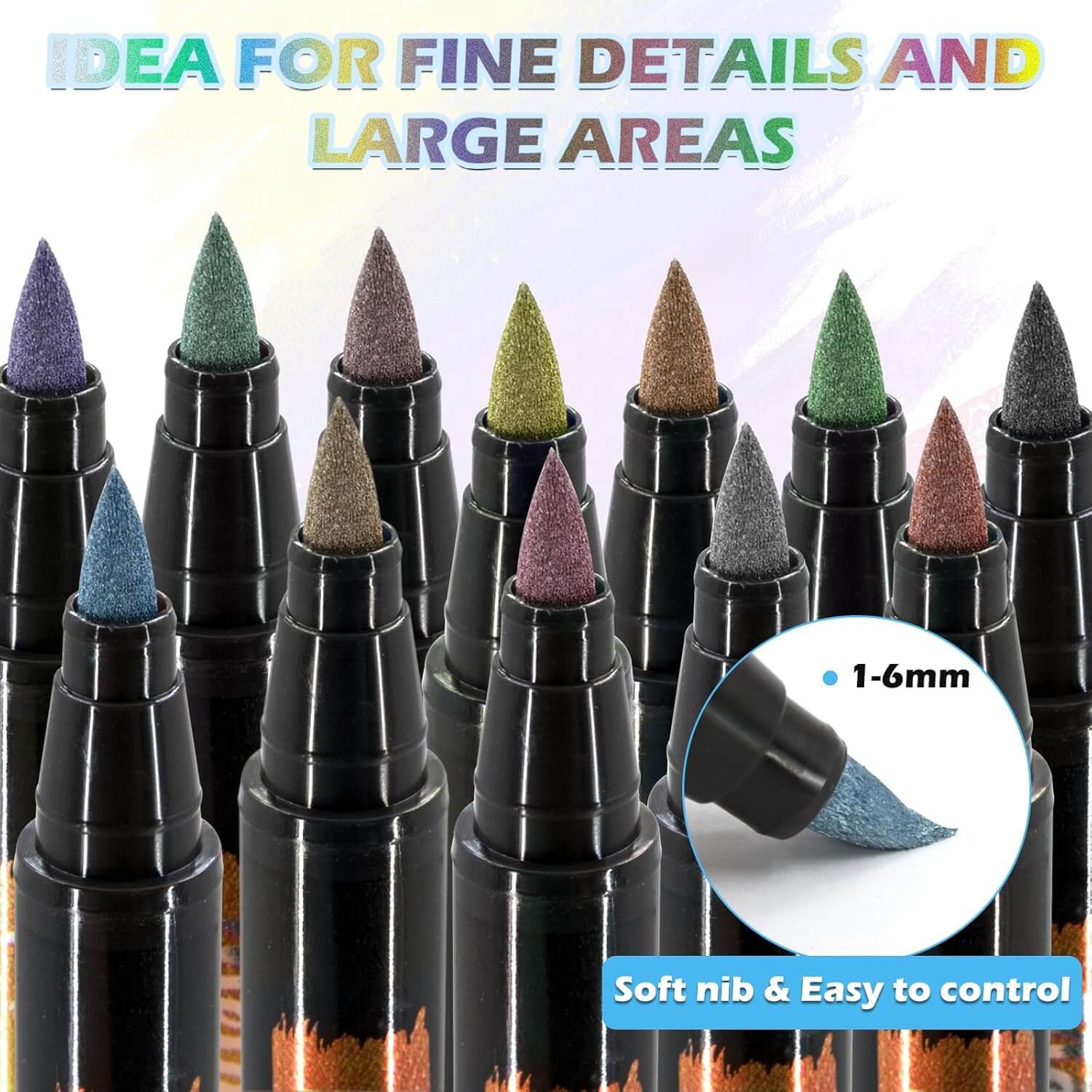 12 Colours Metallic Pens Acrylic Paint Markers for Model Builder & DIY Project