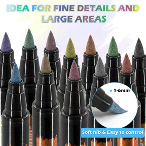 12 Colours Metallic Pens Acrylic Paint Markers for Model Builder & DIY Project