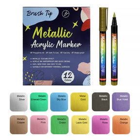12 Colours Metallic Pens Acrylic Paint Markers for Model Builder & DIY Project