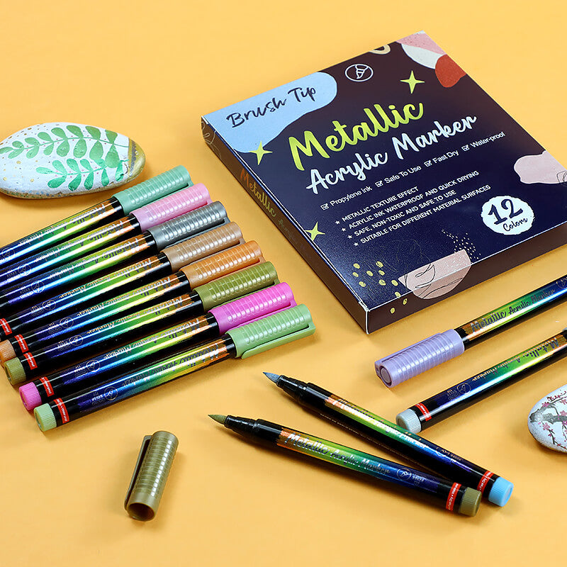 12 Colours Metallic Pens Acrylic Paint Markers for Model Builder & DIY Project