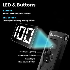Hanboost 7 In 1 Multifunctional EDC Flashlight for Outdoor Camping