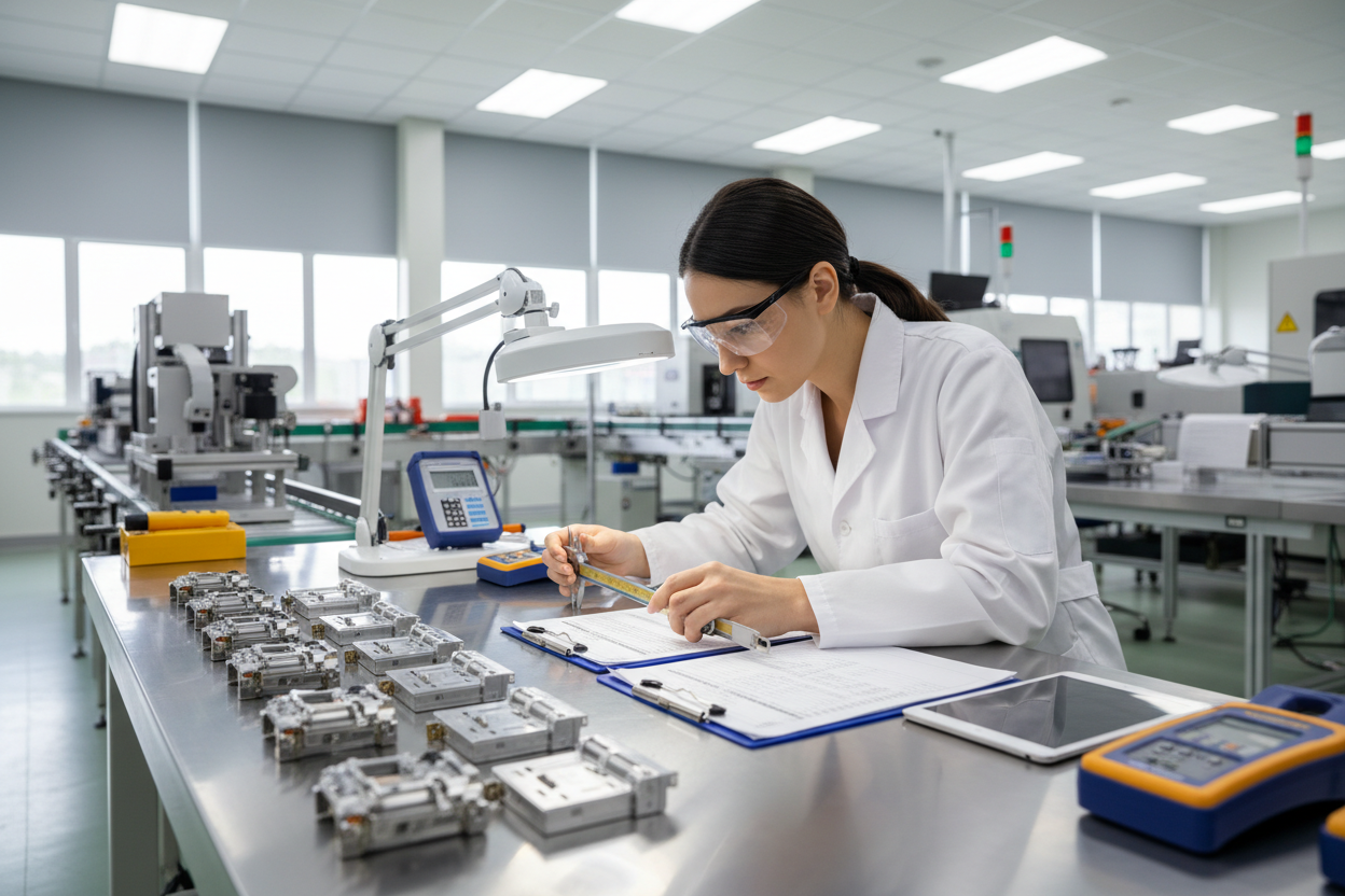 I need a image to show our product quality control is very strict, make sure the image is realistic, image size is 2000x980 px