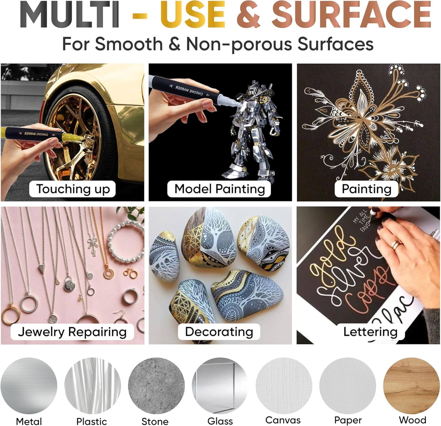 Hanboost 6 Color Liquid Chrome Marker for Model Painting