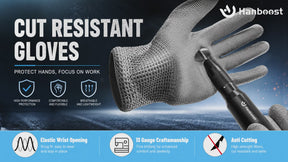 Hanboost Anti-Cut Protective Gloves for DIY, Gardening, Woodworking Glass Cutting